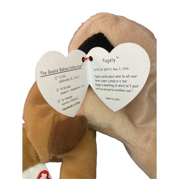 Lot of 3 Tuffy Pugsly Bones Dog Ty Beanie Baby Plush Collectible Tag Error Missp - Picture 11 of 11